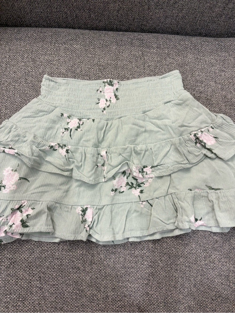 art class Mint Green Floral Ruffle Skirt